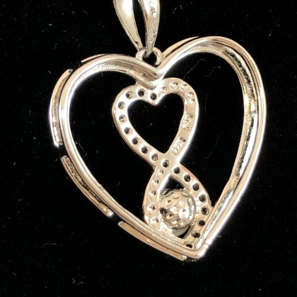 18k Rose Gold sterling Silver Pearl Infinity Heart Necklace $125 nwb - Picture 6 of 8